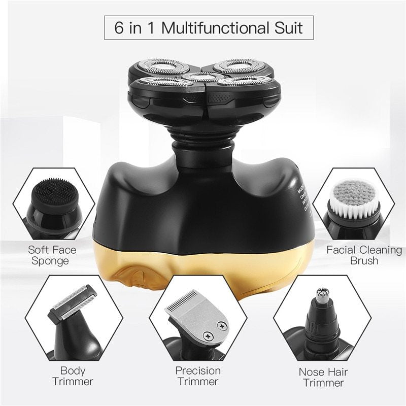JMT-412810 Six-in-One Multifunctional Electric Shaver with Skull Design, USB Fast Charge & Waterproof System