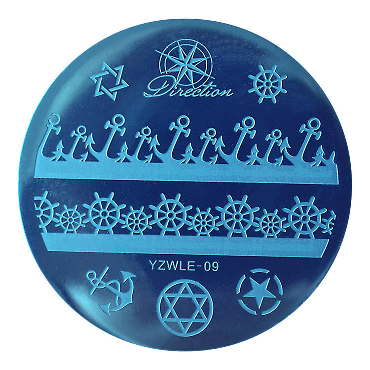 JMT-412874 DIY Nail Art Steel Plate Template - Blue, 5.6CM, 3-Year Shelf Life