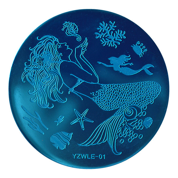 JMT-412874 DIY Nail Art Steel Plate Template - Blue, 5.6CM, 3-Year Shelf Life