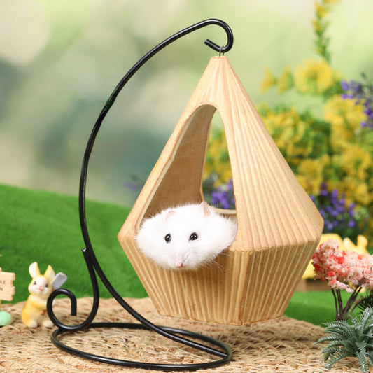 JMT-412874 Hamster Cradle Hammock with Ceramic Hideaway for Small Animals - Fun and Interactive Toy