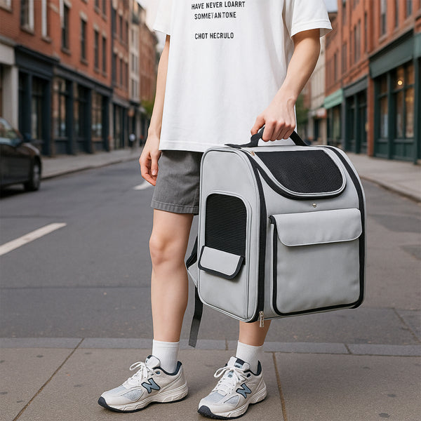 JMT-413066 Expandable Breathable Pet Carrier Backpack for Small Dogs and Cats, Soft-Sided with Back Extension, Supports Pets up to 26 lbs