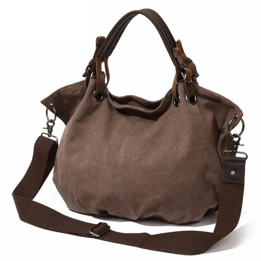 JMT-413258 Casual Leather Canvas Crossbody Handbag for Ladies with Zipper Closure