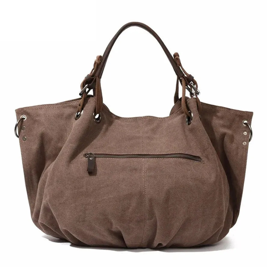 JMT-413258 Casual Leather Canvas Crossbody Handbag for Ladies with Zipper Closure