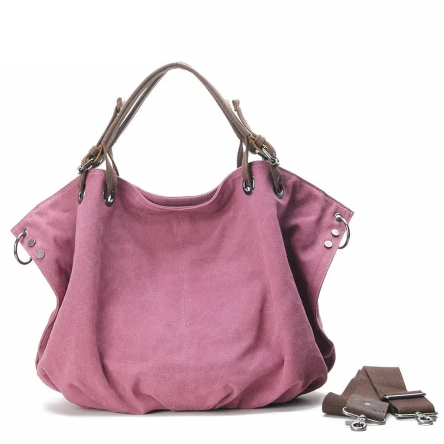 JMT-413258 Casual Leather Canvas Crossbody Handbag for Ladies with Zipper Closure