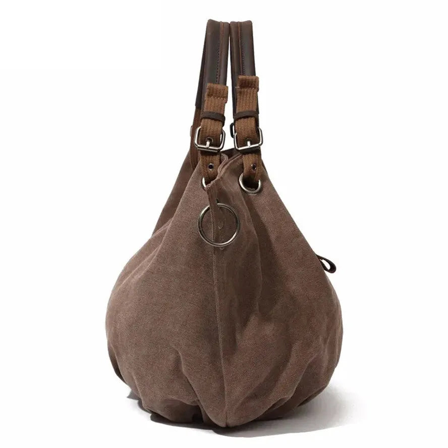 JMT-413258 Casual Leather Canvas Crossbody Handbag for Ladies with Zipper Closure