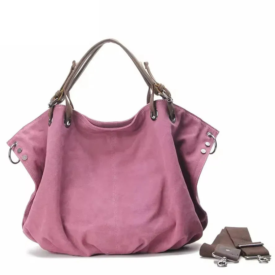 JMT-413258 Casual Leather Canvas Crossbody Handbag for Ladies with Zipper Closure