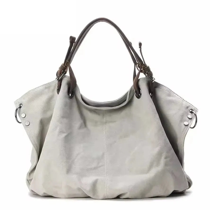 JMT-413258 Casual Leather Canvas Crossbody Handbag for Ladies with Zipper Closure