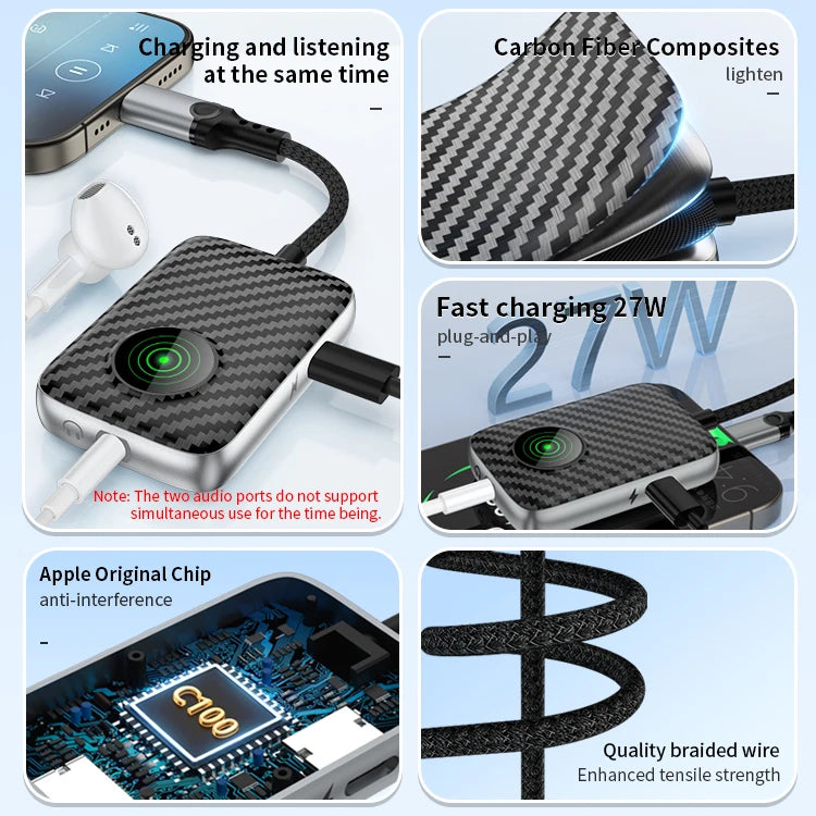 JMT-413386 3-in-1 Lightning to 3.5mm + 8-Pin Headphone Jack Adapter with Fast Charging Capability