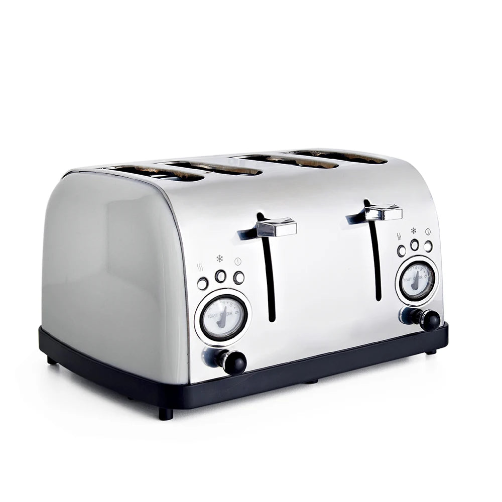 JMT-413386 Retro Black and Gold Electric 4-Slice Toaster with Cover