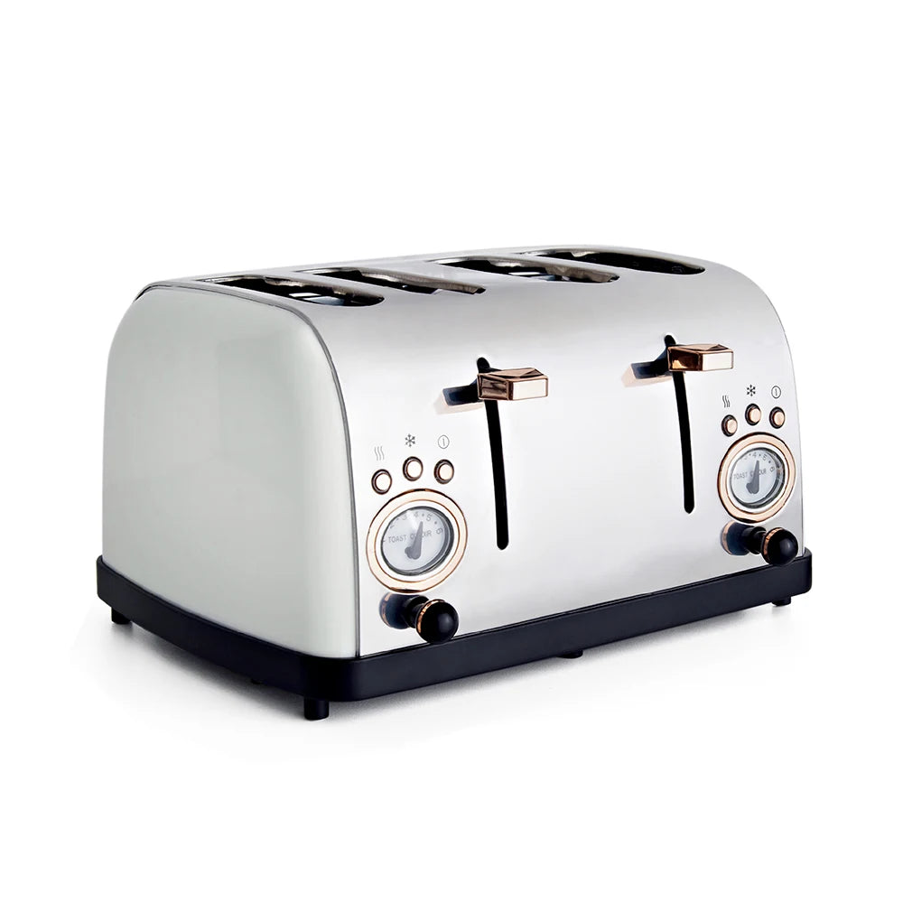 JMT-413386 Retro Black and Gold Electric 4-Slice Toaster with Cover