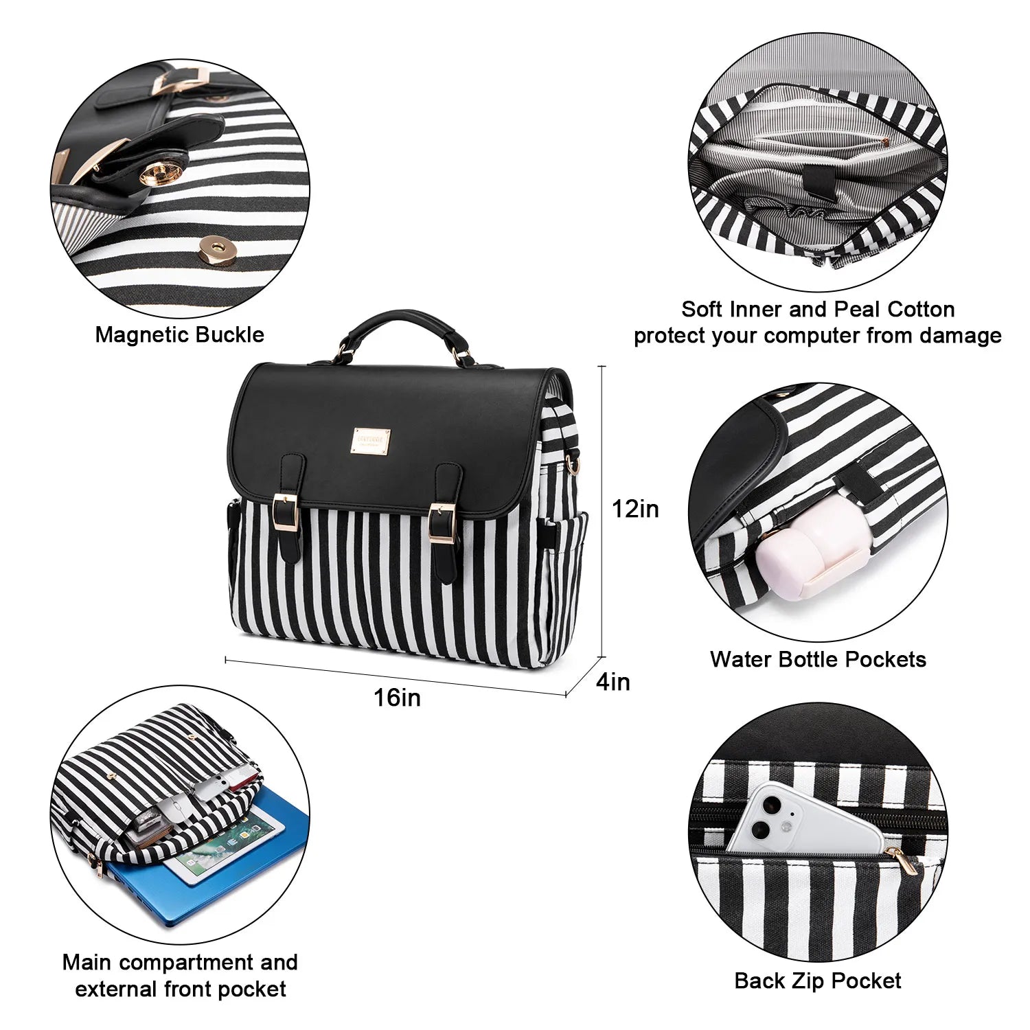 JMT-413386 Stylish 15.6 Inch Laptop Handbag - Versatile Messenger Crossbody Bag for Office Use