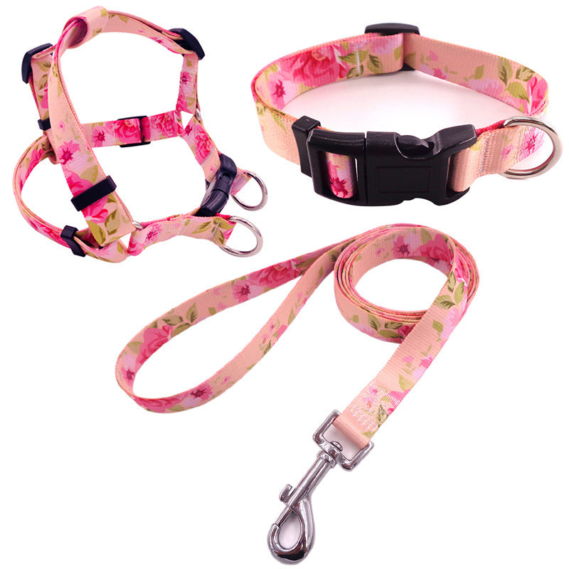 JMT-413578 Pet Collar Rope Chest Strap Traction Set in Various Colors and Sizes S/M/L