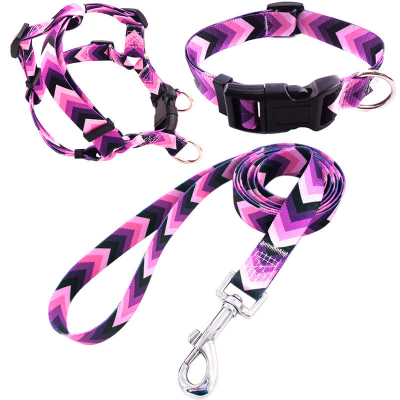 JMT-413578 Pet Collar Rope Chest Strap Traction Set in Various Colors and Sizes S/M/L