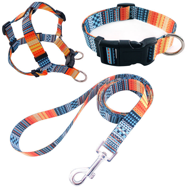 JMT-413578 Pet Collar Rope Chest Strap Traction Set in Various Colors and Sizes S/M/L