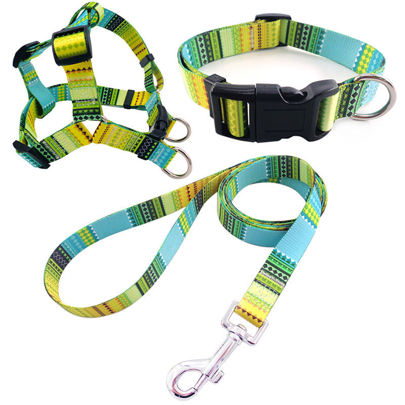JMT-413578 Pet Collar Rope Chest Strap Traction Set in Various Colors and Sizes S/M/L