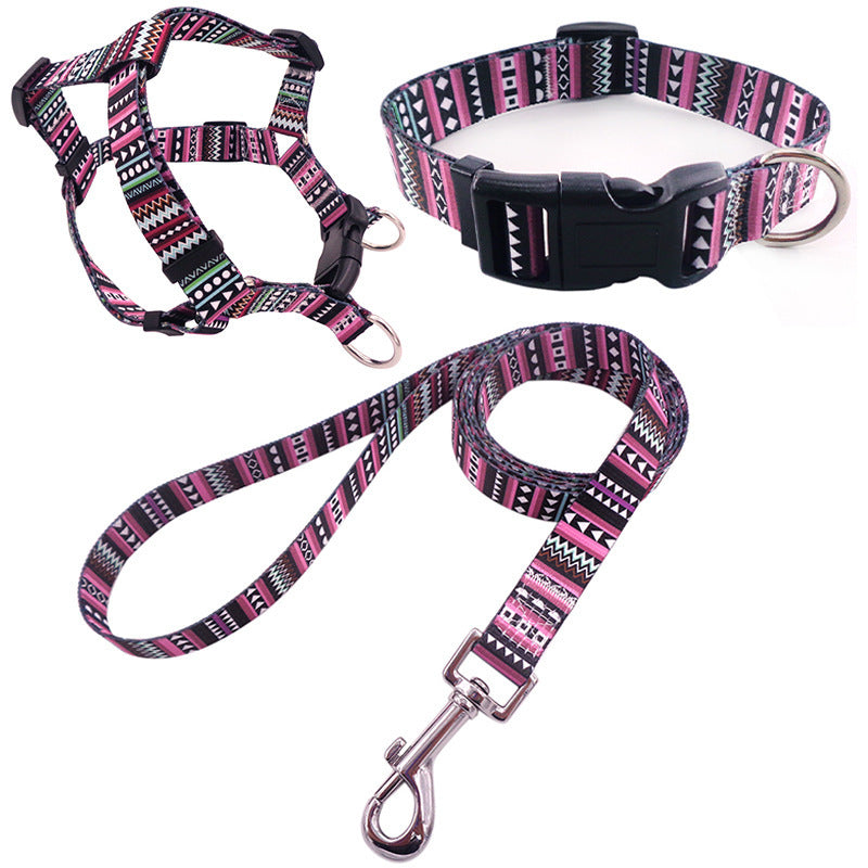JMT-413578 Pet Collar Rope Chest Strap Traction Set in Various Colors and Sizes S/M/L