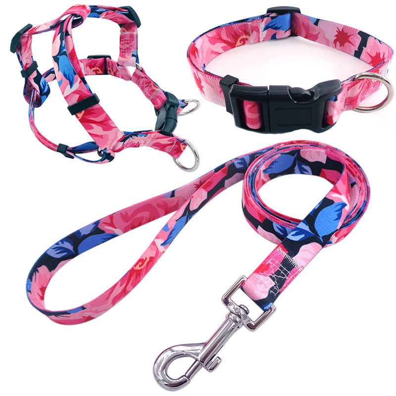 JMT-413578 Pet Collar Rope Chest Strap Traction Set in Various Colors and Sizes S/M/L