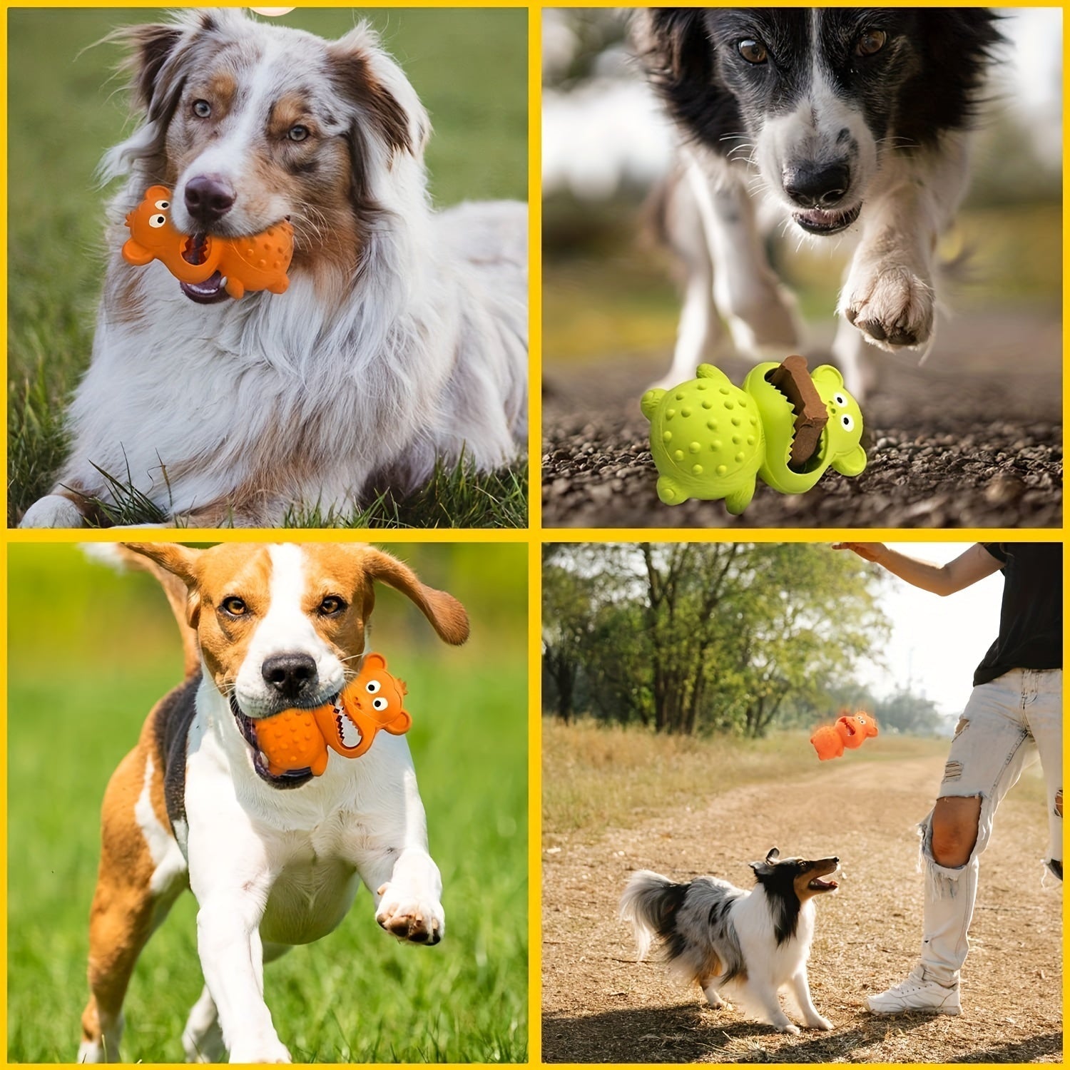 JMT-413706 Durable Rubber Dog Chew Toy for Medium to Large Breeds - Squeaky Tooth Cleaning Interactive Design