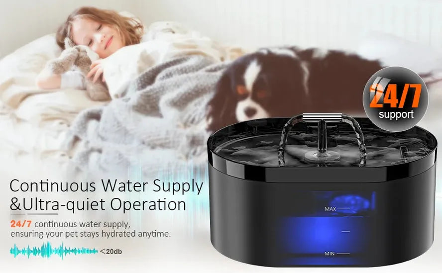 JMT-414090 Transparent 2L Automatic Pet Water Fountain for Cats and Small Dogs