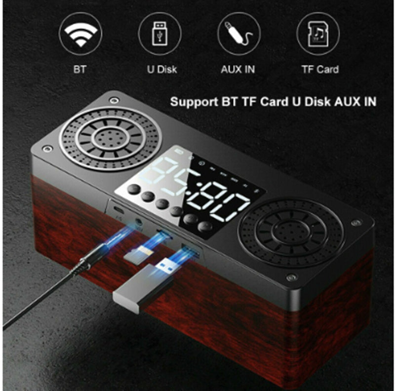JMT-414218 Wooden Bluetooth Speaker with Retro Design and Subwoofer Functionality