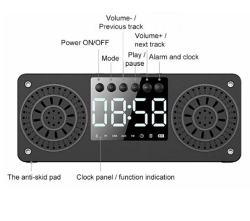 JMT-414218 Wooden Bluetooth Speaker with Retro Design and Subwoofer Functionality