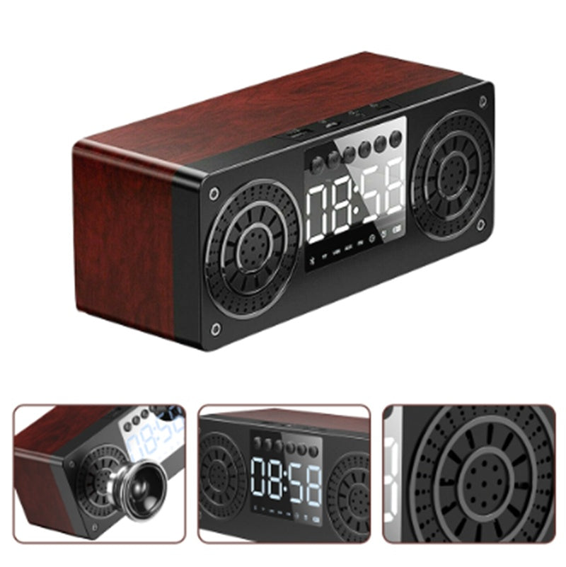JMT-414218 Wooden Bluetooth Speaker with Retro Design and Subwoofer Functionality