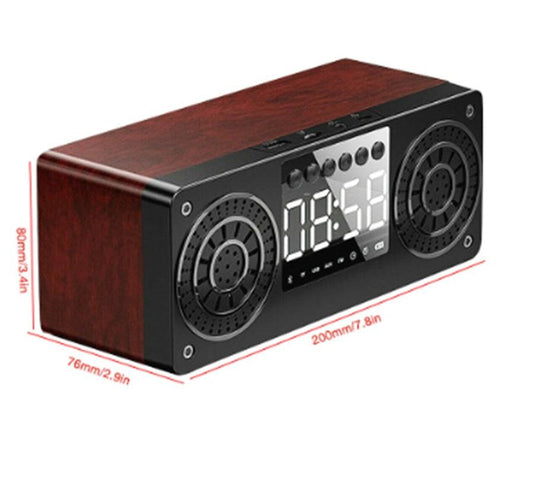 JMT-414218 Wooden Bluetooth Speaker with Retro Design and Subwoofer Functionality
