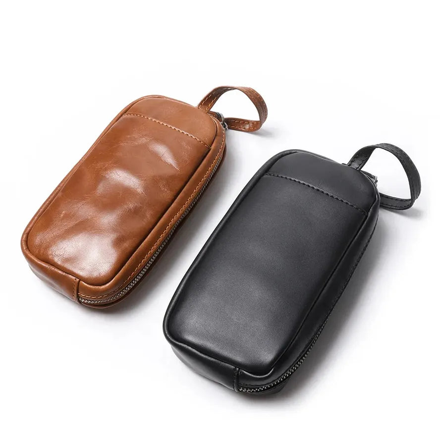 JMT-415242 Genuine Leather Unisex Large Capacity Clutch Wallet with Zipper Closure
