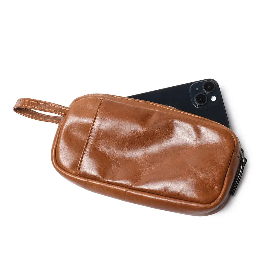 JMT-415242 Genuine Leather Unisex Large Capacity Clutch Wallet with Zipper Closure