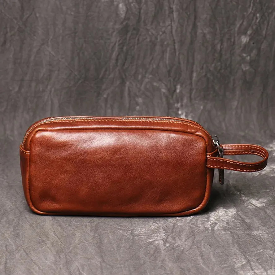 JMT-415242 Genuine Leather Unisex Large Capacity Clutch Wallet with Zipper Closure