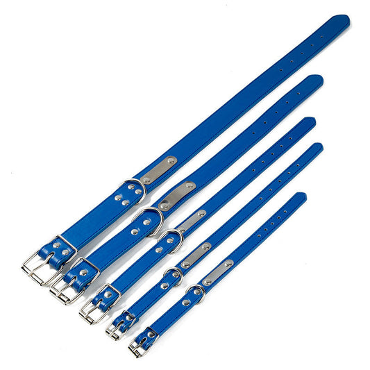 JMT-415370 PU Leather Adjustable Pet Collar with Stainless Steel Laser Engraving in Multiple Colors and Sizes