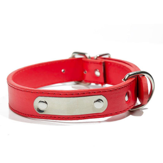 JMT-415370 PU Leather Adjustable Pet Collar with Stainless Steel Laser Engraving in Multiple Colors and Sizes