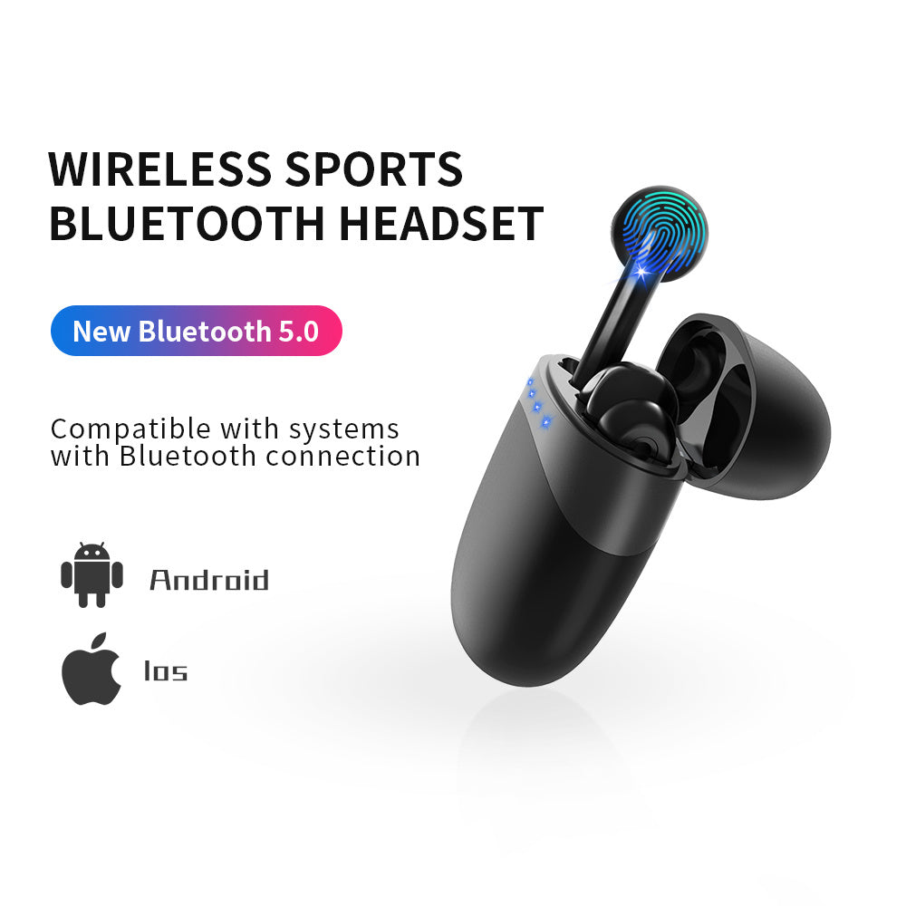 JMT-415370 Wireless Bluetooth Headset with Battery Display, Voice Control, and Multi-Point Connection - Stereo Ear Hanging Design