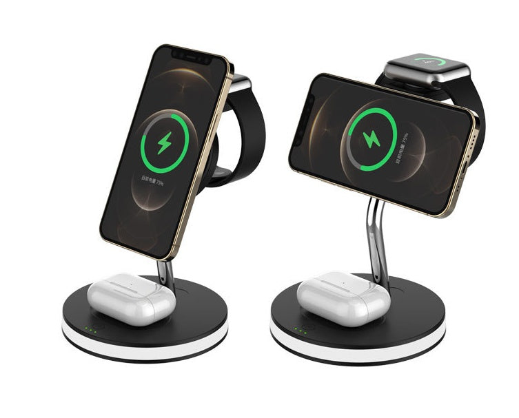 JMT-415562 Four-in-One Wireless Charger for Smartwatch and Smartphone - Fast Magnetic Alignment, 15W Compatible