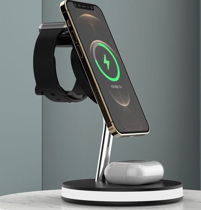 JMT-415562 Four-in-One Wireless Charger for Smartwatch and Smartphone - Fast Magnetic Alignment, 15W Compatible