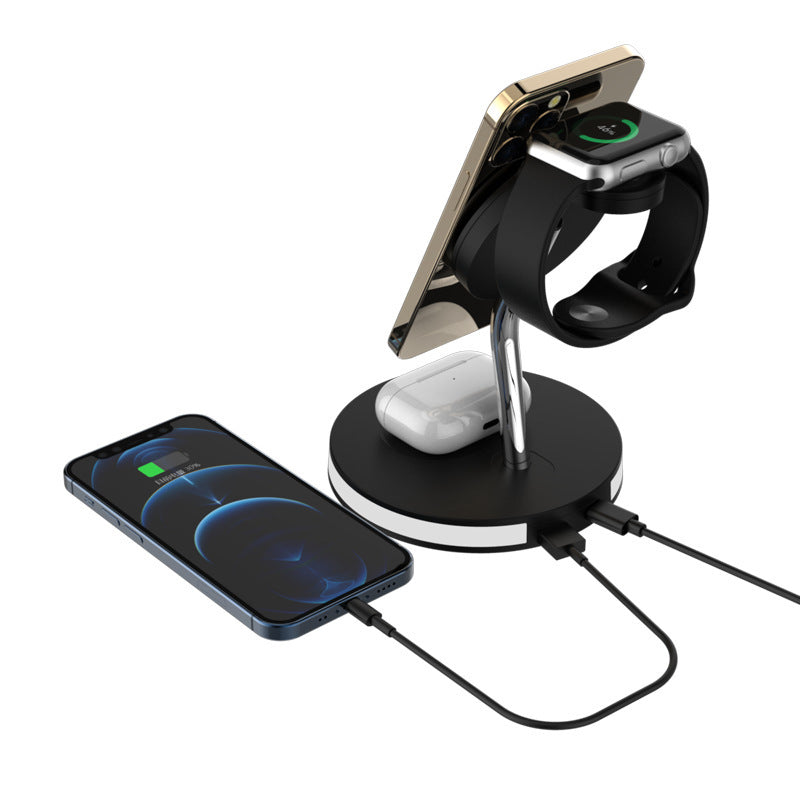 JMT-415562 Four-in-One Wireless Charger for Smartwatch and Smartphone - Fast Magnetic Alignment, 15W Compatible
