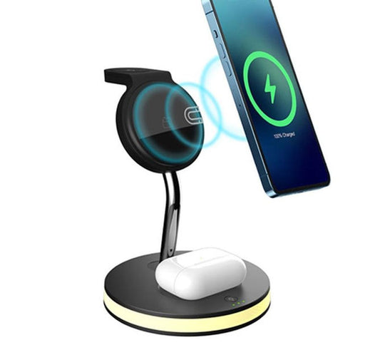 JMT-415562 Four-in-One Wireless Charger for Smartwatch and Smartphone - Fast Magnetic Alignment, 15W Compatible