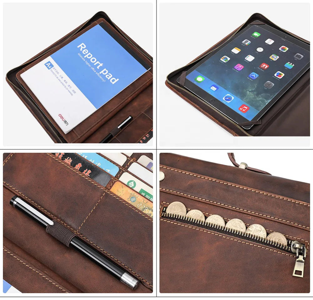 JMT-415690 Leather Tablet Case for iPad Pro 12.9 - Zipper Briefcase Portfolio CF2035R