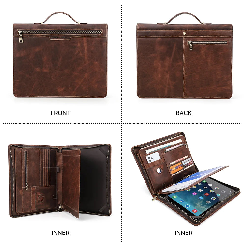 JMT-415690 Leather Tablet Case for iPad Pro 12.9 - Zipper Briefcase Portfolio CF2035R