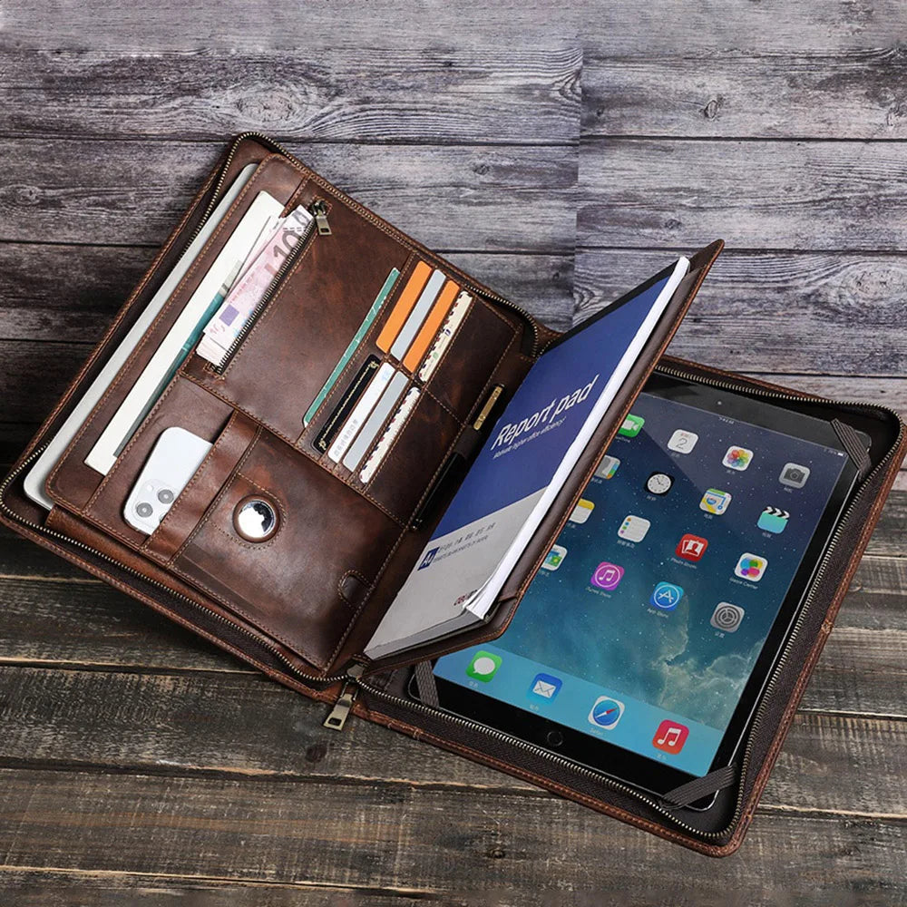 JMT-415690 Leather Tablet Case for iPad Pro 12.9 - Zipper Briefcase Portfolio CF2035R