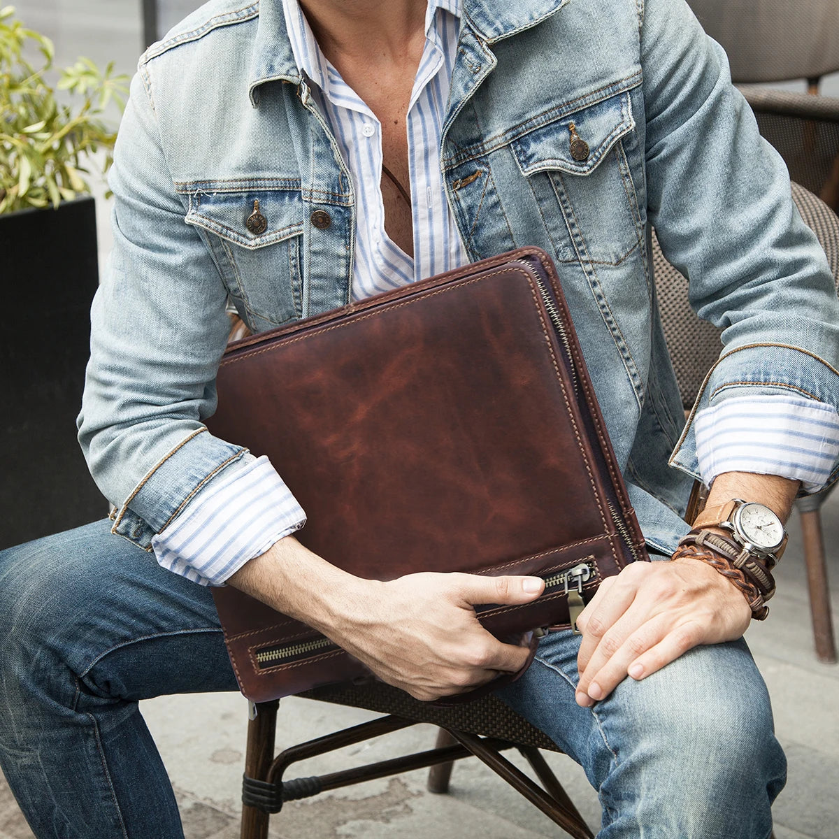 JMT-415690 Leather Tablet Case for iPad Pro 12.9 - Zipper Briefcase Portfolio CF2035R