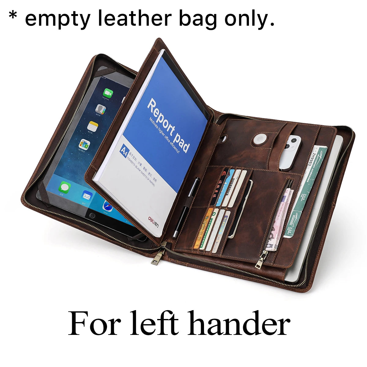 JMT-415690 Leather Tablet Case for iPad Pro 12.9 - Zipper Briefcase Portfolio CF2035R