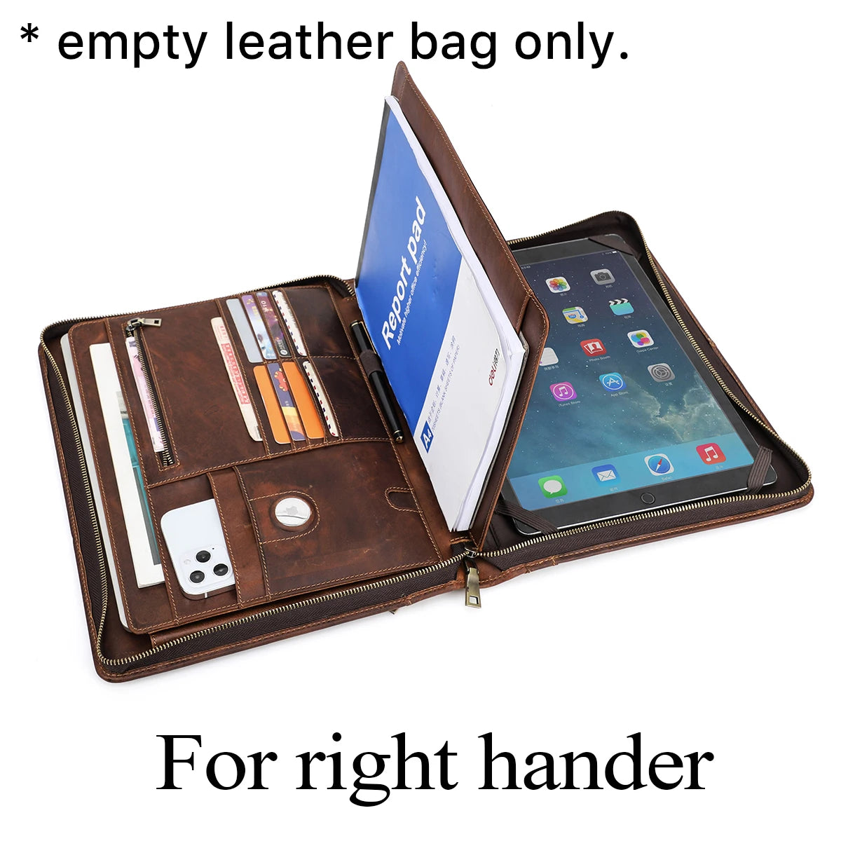JMT-415690 Leather Tablet Case for iPad Pro 12.9 - Zipper Briefcase Portfolio CF2035R