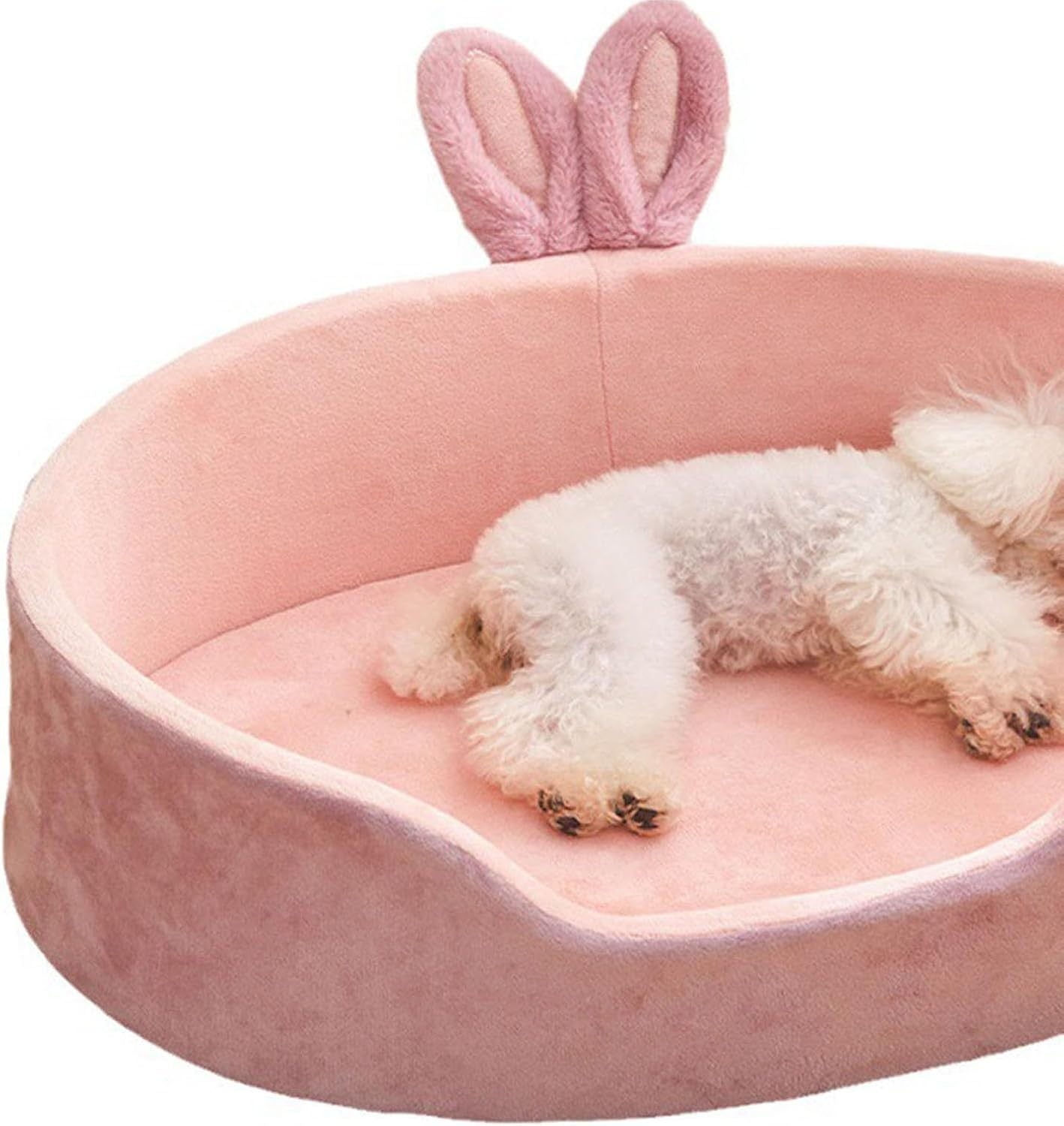 JMT-416330 Cozy Pink Rabbit Ear Dog and Cat Bed with Removable, Washable Cover for Small to Medium Breeds