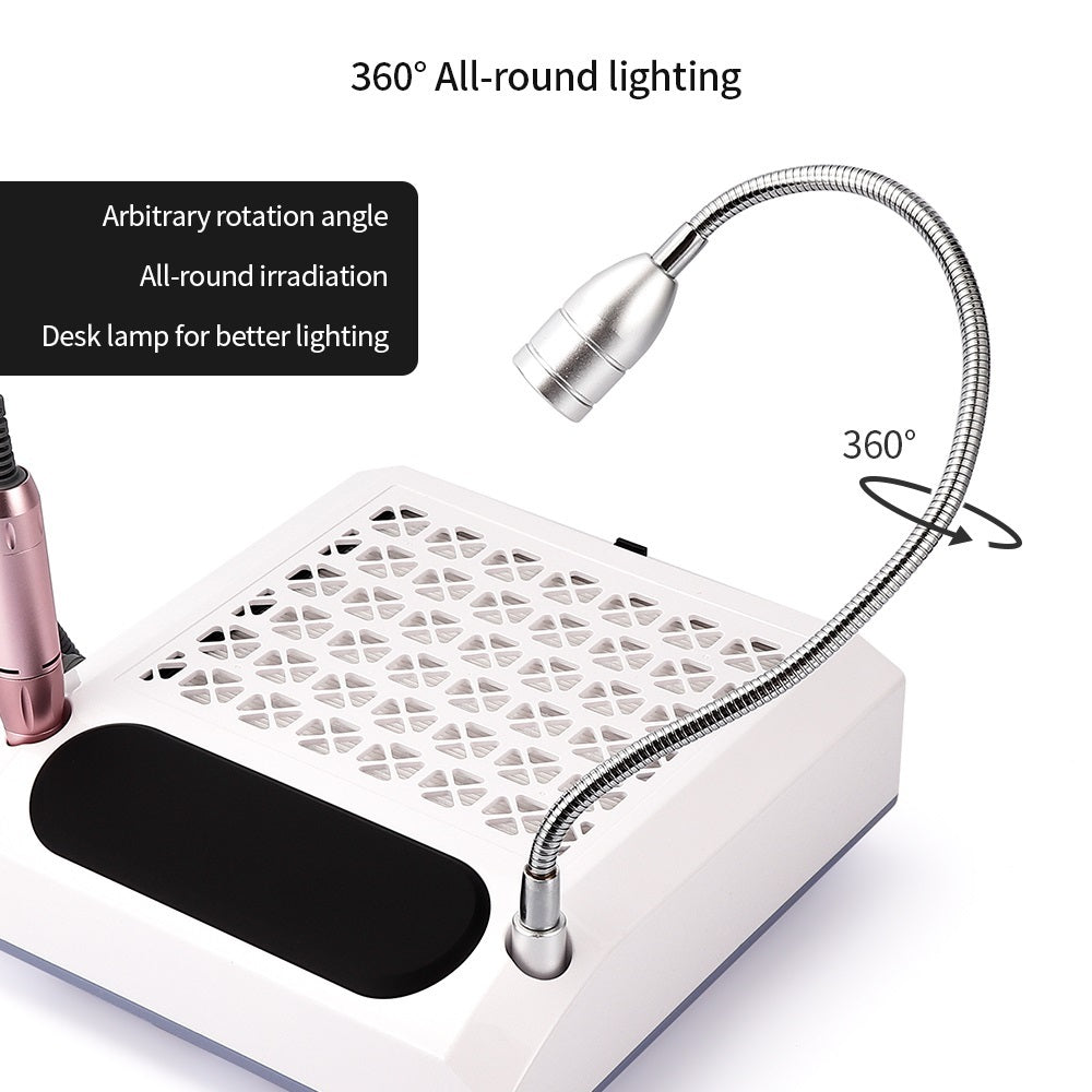 JMT-416330 Four-in-One Nail Polisher with Sanding, Lighting, and Vacuum Features in White