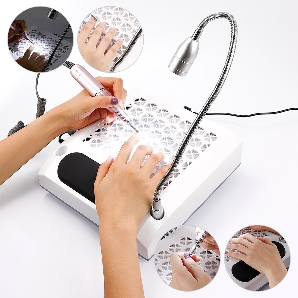 JMT-416330 Four-in-One Nail Polisher with Sanding, Lighting, and Vacuum Features in White