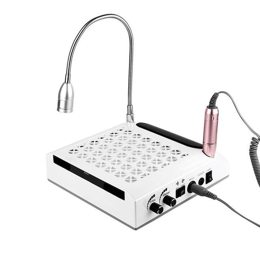 JMT-416330 Four-in-One Nail Polisher with Sanding, Lighting, and Vacuum Features in White