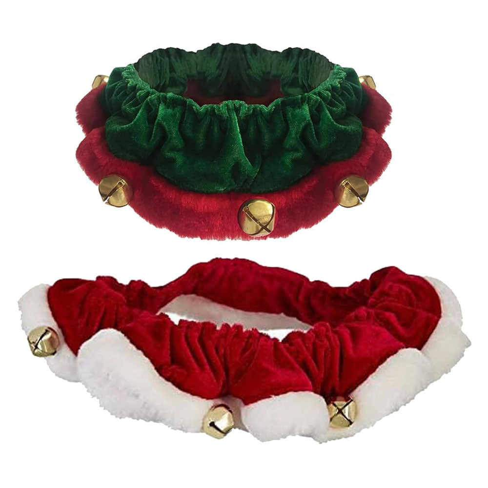 JMT-416522 Christmas Dog Collar with Bells - Soft Red and White Neckwear for Small to Large Dogs