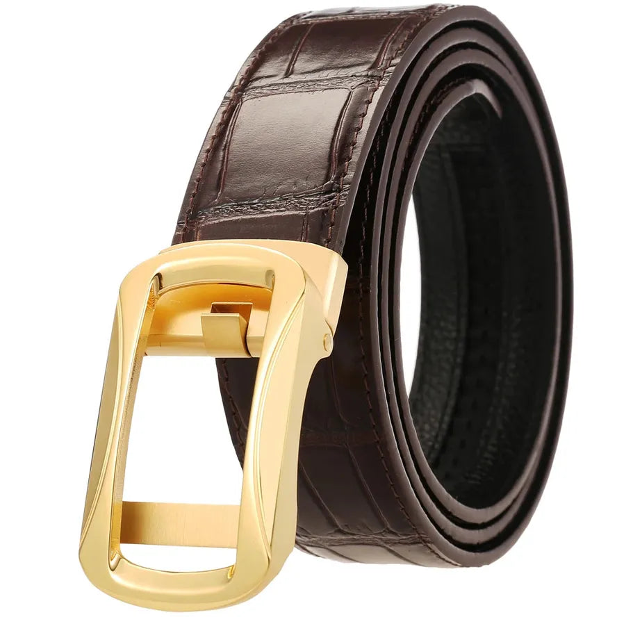 JMT-416778 Business Leather Belt with Stainless Steel Buckle - Model LY36-61452-8