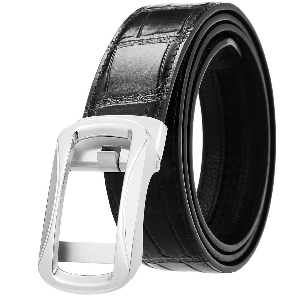 JMT-416778 Business Leather Belt with Stainless Steel Buckle - Model LY36-61452-8